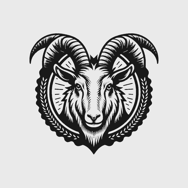 Vector goat head black tattoo logo illustration vector