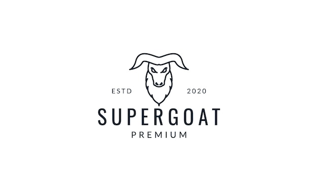 Goat head horn line minimalist logo vector illustration design