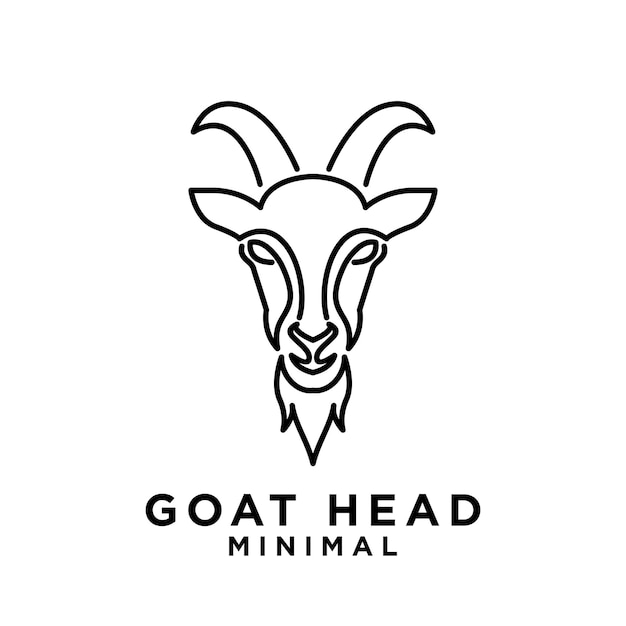 Vector goat head line logo icon design illustration