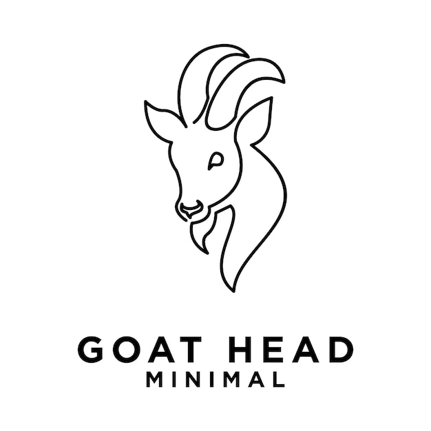 Vector goat head line logo icon design illustration