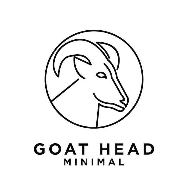 Vector goat head line logo icon design illustration