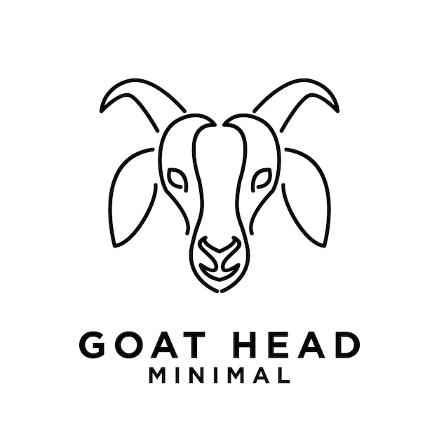 Vector goat head line logo icon design illustration