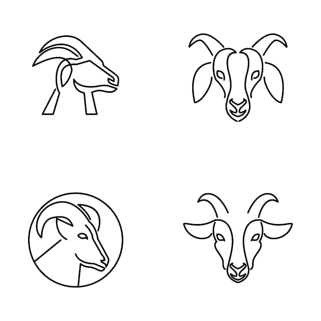 Vector goat head line logo icon design illustration