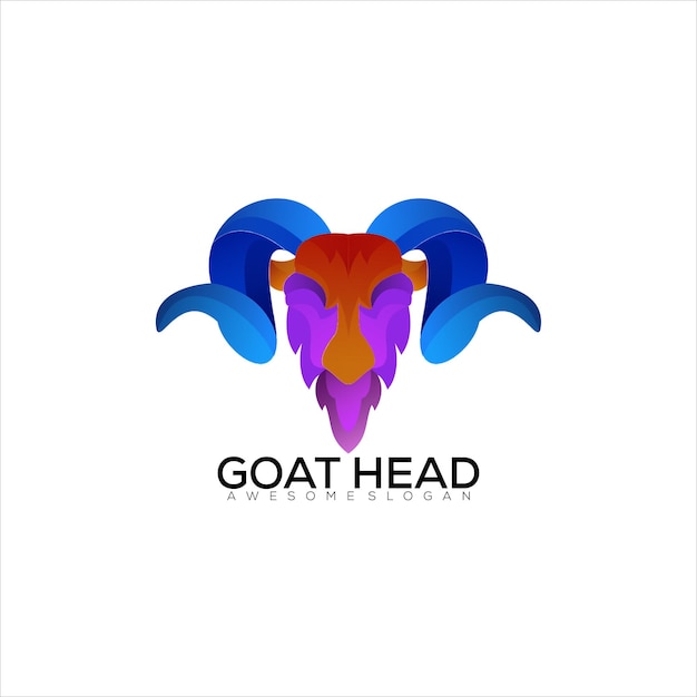 goat head logo design gradient color