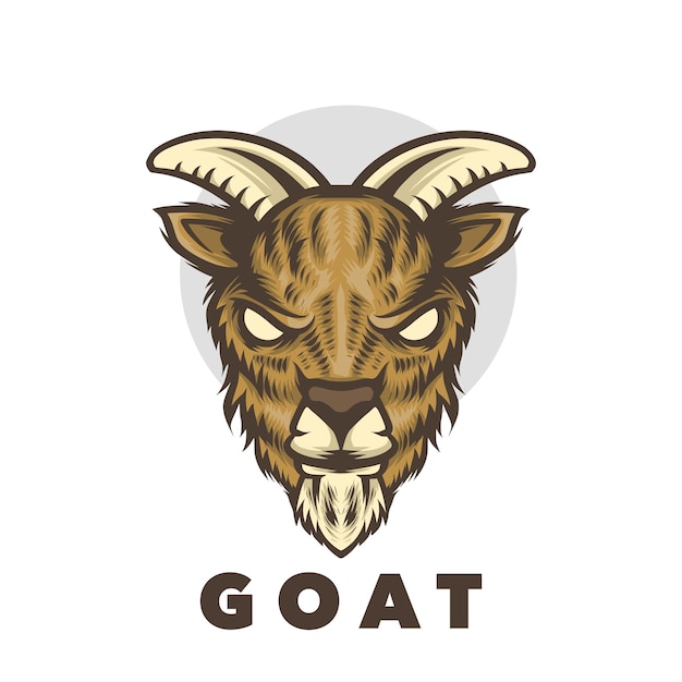 Goat head with horns and the word goat on it