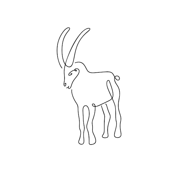 Goat illustration in line art style isolated on white