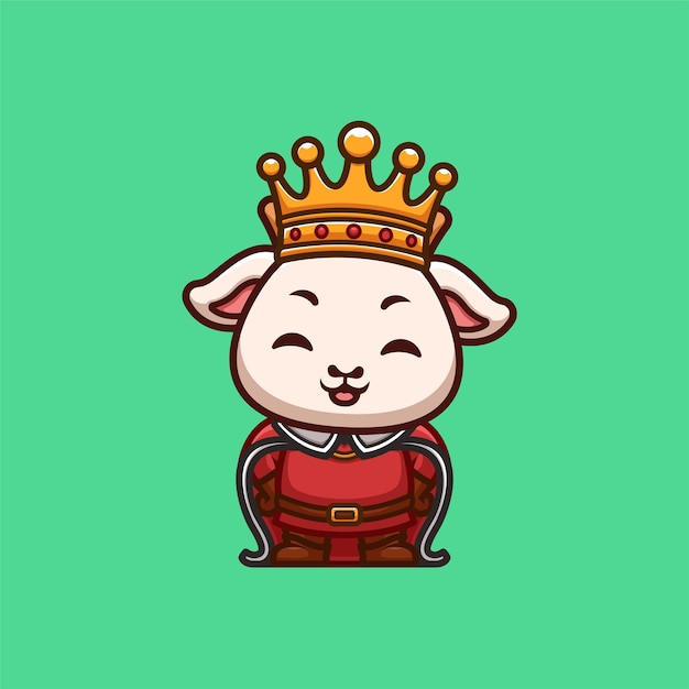 Goat King Cute Creative Kawaii Cartoon Mascot Logo