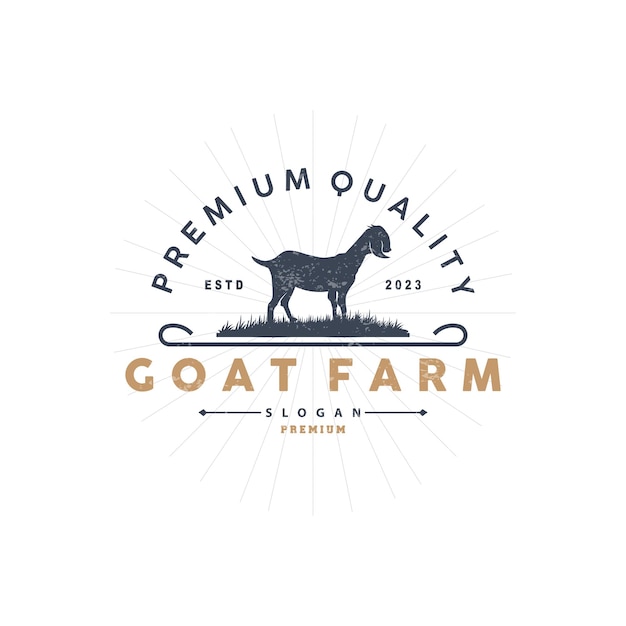 Goat logo Goat Farm Inspiration Design Vector Cattle Livestock Rustic Retro Vintage Silhouette