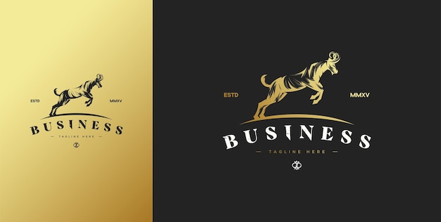 Goat logo with luxurious and elegant gold color