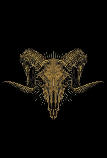 Goat skull with light vector illustration