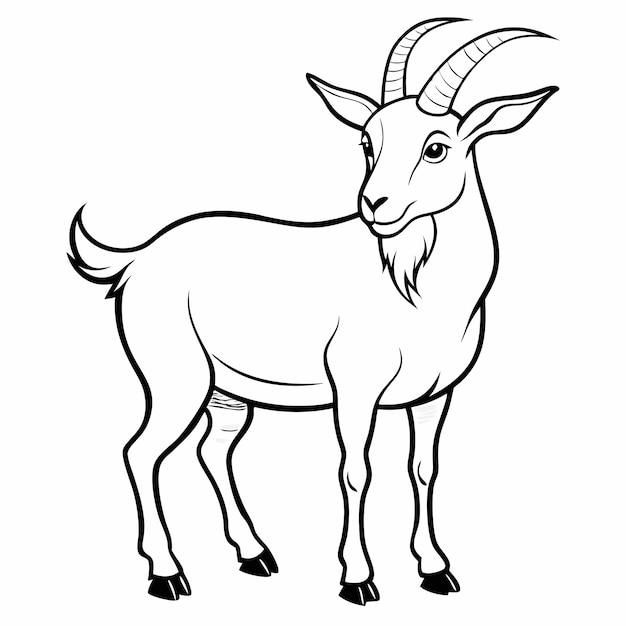 Vector a goat with horns and horns is shown on a white background