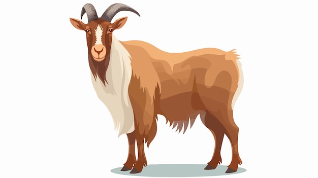 Vector a goat with a white face and horns on a white background vector art illustration