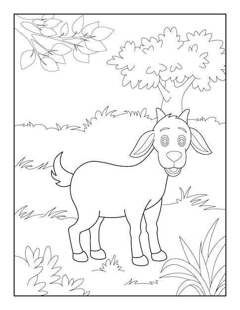 GoatColoring Page for kids Goatcoloring book for relax and meditation