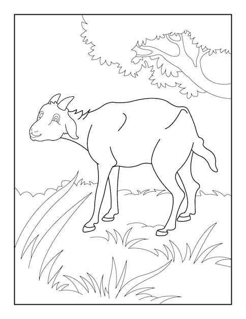 GoatColoring Page for kids Goatcoloring book for relax and meditation