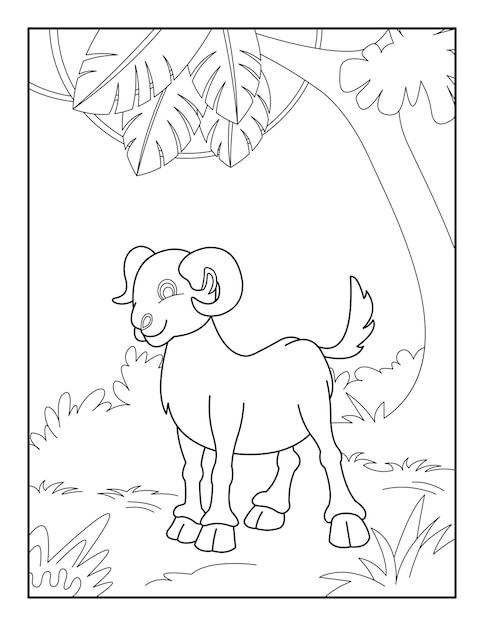 GoatColoring Page for kids Goatcoloring book for relax and meditation