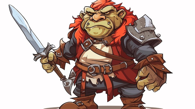 Vector goblin ready for war cartoon vector illustration