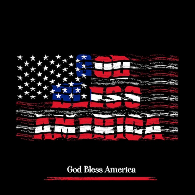 god bless america flag and tshirt vector