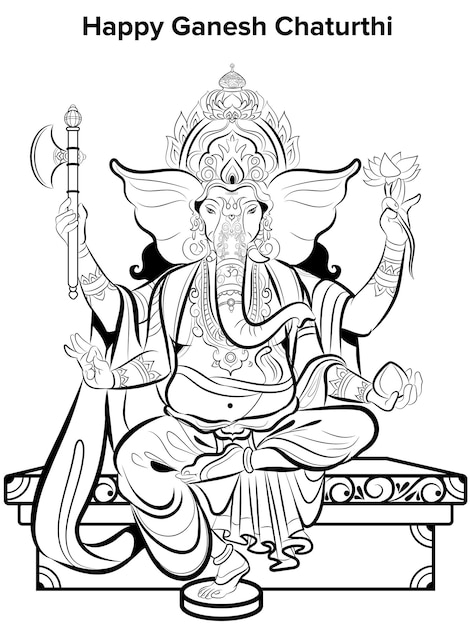 God Ganesha Illustration for Happy Ganesh Chaturthi