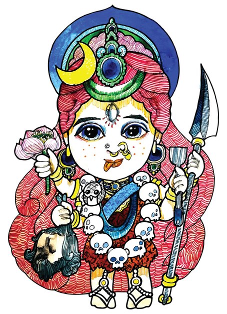 God Kali, The Indian God Eliminates obstacles. Drawing And Illustrated by ArtByUncle 2.