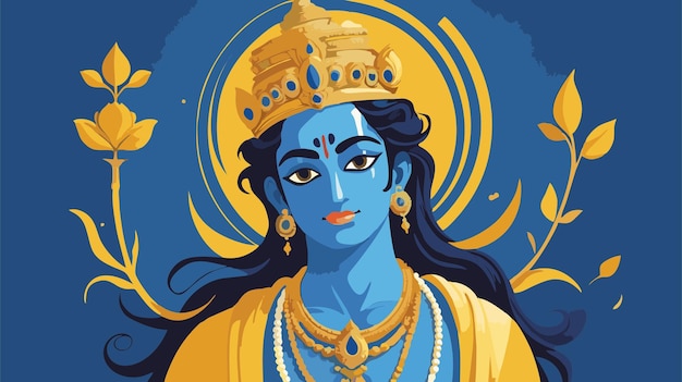 god krishna on blue background