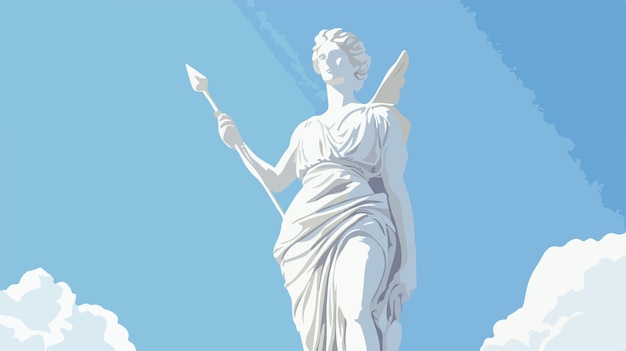 Goddess Artemis Statue Under Blue Sky Mythological Figure in Elegant Pose for