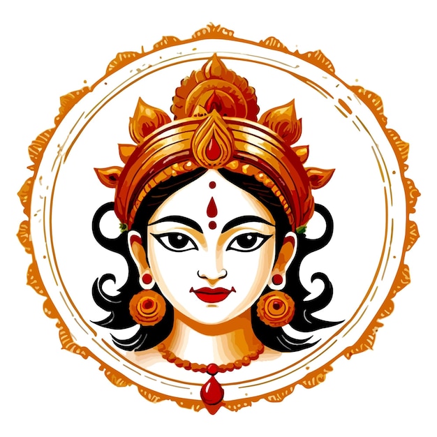 Goddess durga face in happy durga puja subh navratri