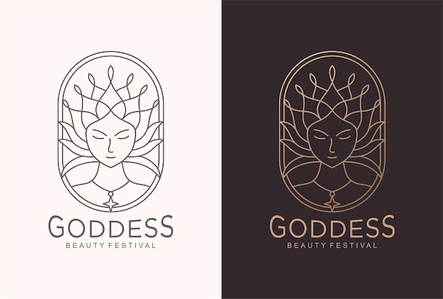 Goddess logo design in line art style.