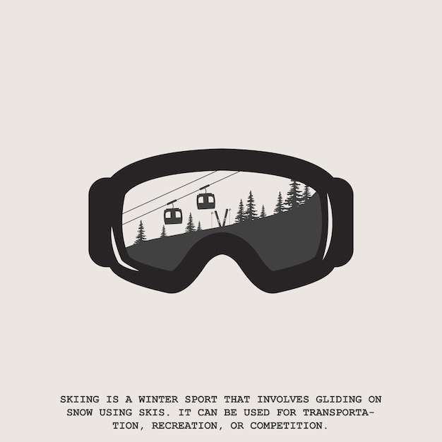 Vector goggles ski with mountain reflection logo vector illustration design sign and symbol winter sport