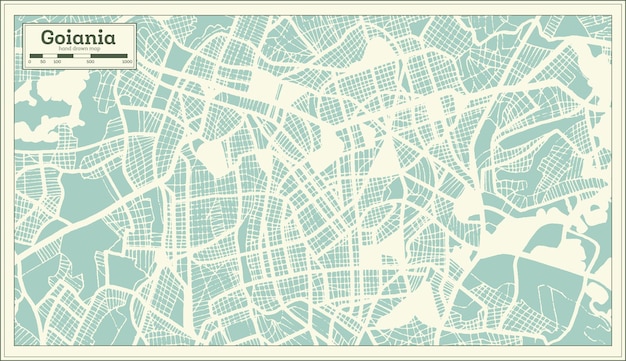 Goiania Brazil City Map in Retro Style Outline Map