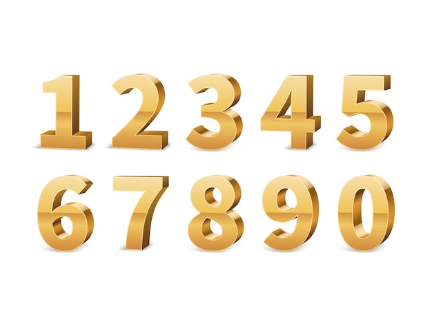 Gold 3d numbers