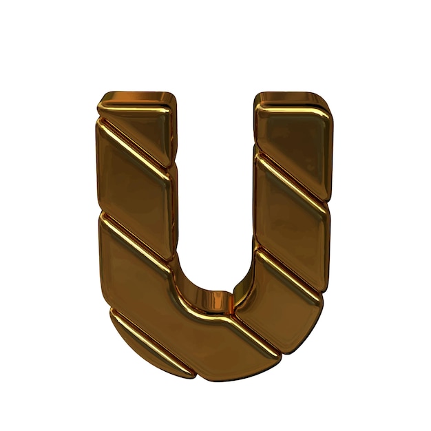 Gold 3d symbol made of bullion letter u