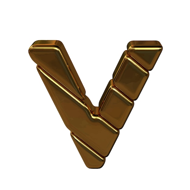 Gold 3d symbol made of bullion letter v