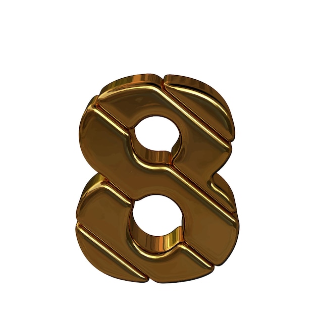 Gold 3d symbol made of bullion number 8