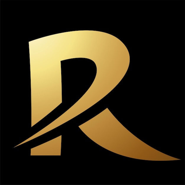 Vector gold abstract uppercase spiky letter r icon on a black background