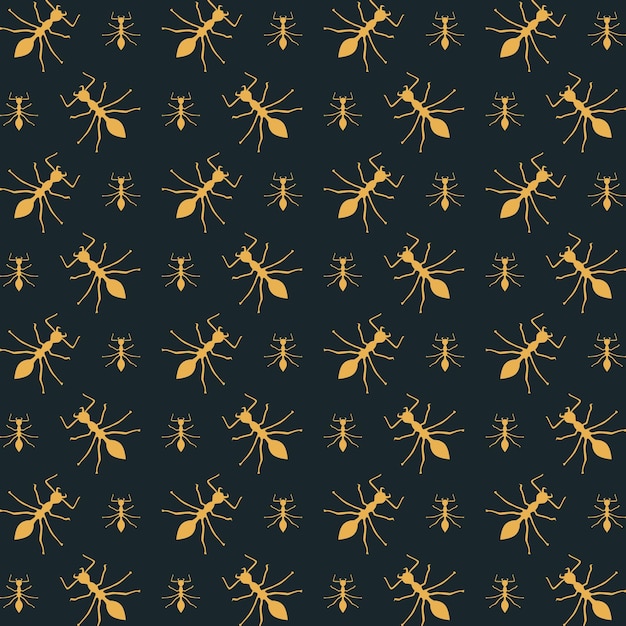 Vector gold ant favored trendy multicolor repeating pattern vector illustration design