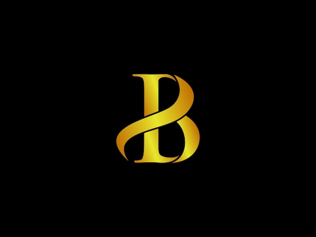 Gold b letter logo on a black background