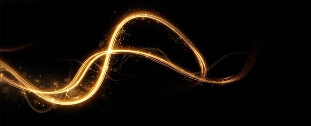 Gold background. wavy lines of fire. light effect