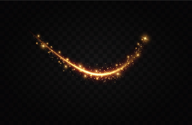 Gold background. wavy lines of fire. light effect