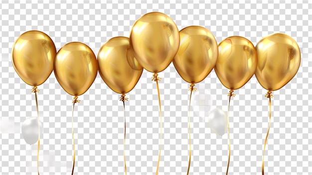 Vector gold balloons on a transparent background