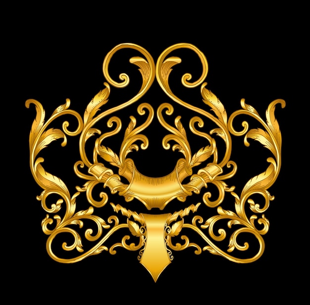 gold baroque frame scroll hand draw 