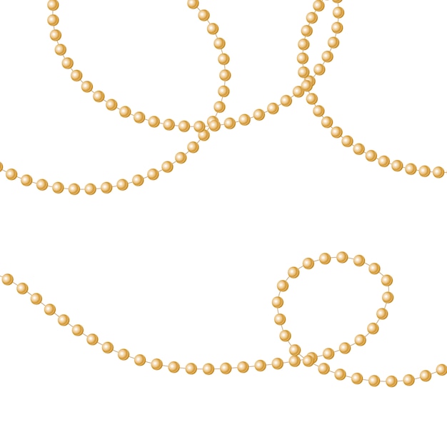 Gold beads on a white background