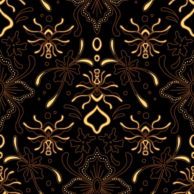 a gold and black background with a gold pattern