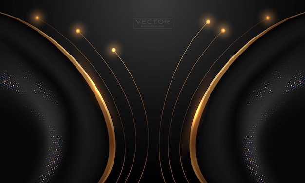 Gold and black contrast corporate waves background