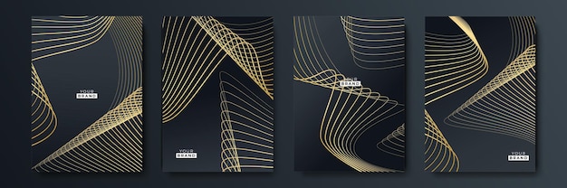 Gold and black luxury background design set