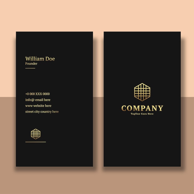 Gold Black Minimal Creative Vertical Business Card