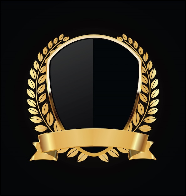 Gold and black shield with gold laurels