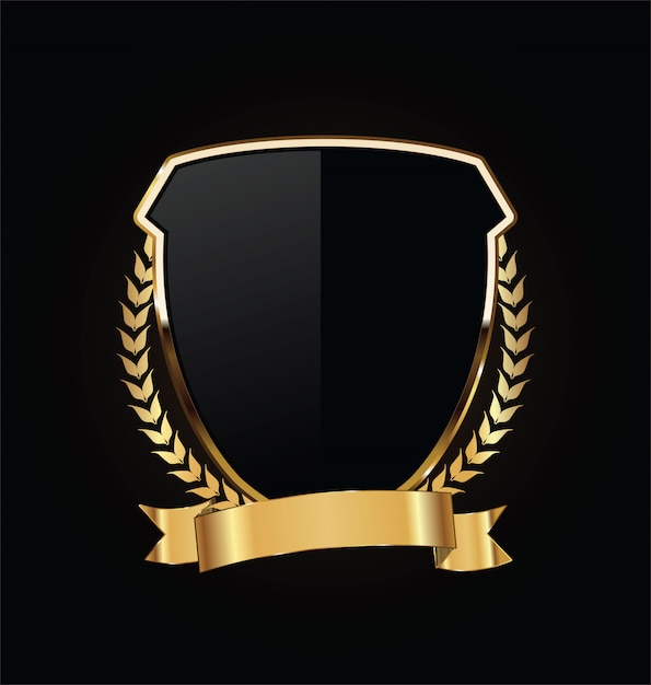 Gold and black shield with gold laurels