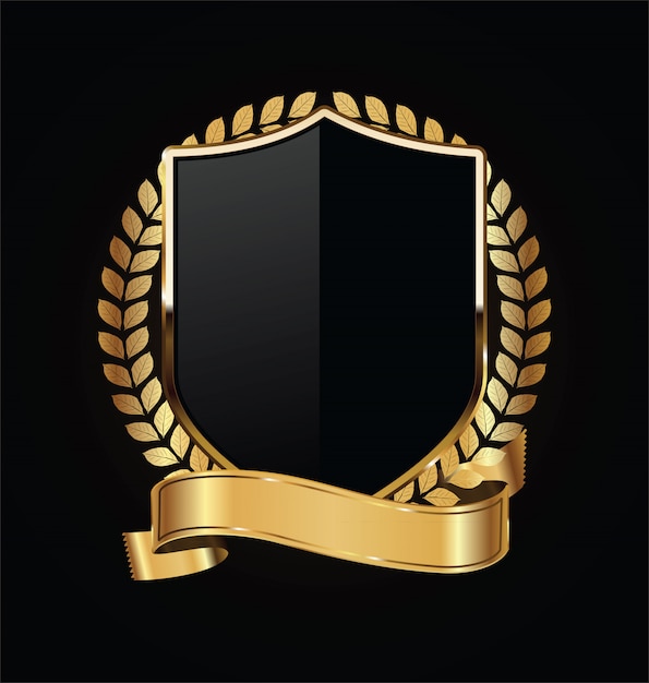 Gold and black shield with gold laurels