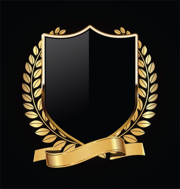 Gold and black shield with gold laurels