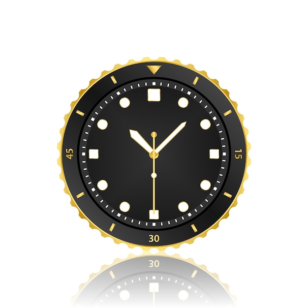 Gold and black watch for wall illustration